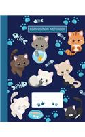 Composition Notebook: College Ruled - Kitty Cat And Funny Kitten - Back to School Composition Book for Teachers, Students, Kids, Boys and Girls - 120 Pages, 60 Sheets - 8