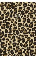 Nia: Personalized Notebook - Leopard Print (Animal Pattern). Blank College Ruled (Lined) Journal for Notes, Journaling, Diary Writing. Wildlife Theme Des