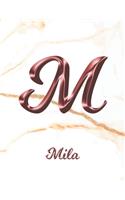 Mila: 1 Year Weekly Planner with Note Pages (12 Months) - White Marble Rose Gold Pink Effect Letter M - 2020 - 2021 - Week Planning - Monthly Appointment 