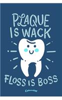 Plaque Is Wack Floss Is Boss: Funny Dental Hygiene Themed Calendar, Diary or Journal Gift for Dentists, Dental Assistants and Nurses, Dental Hygienists with 108 Pages, 6 x 9 Inch