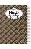 Music Sheet Notebook: Blank Staff Manuscript Paper with Art Deco Themed Cover Design