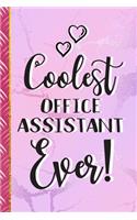 Coolest Office Assistant Ever!: Cute Office Assistant Gifts for Women: Pink Marble Paperback Journal & Notebook To Write In