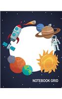 Notebook Grid: Space and planets: Notebook Journal Diary, 120 pages, 8" x 10"