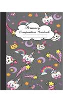 Primary Composition Notebook: Cute Caticorn Grades K-2 & K-3 School Exercise Book with Dashed Midline and Picture Space Story Paper Journal 120 Pages Caticorn Series 1