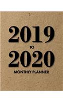 2019-2020 Monthly Planner: 2 Year Monthly Planner 2019-2020 with Holidays, Two Year Planner Business Professional, Kraft with Black