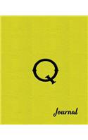 Q Journal: Beautiful Yellow Writing Journal Designed to Resemble Leather and Embossing in 8x10 Softcover Paperback Notebook