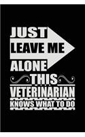 Just Leave Me Alone This Veterinarian Knows What To Do: Blank Lined Journal Notebook