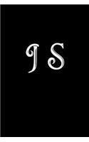 J S: Double Monogram Journal, 100 Pages, 6x9 Inches, Black Glossy Cover