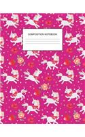 Composition Notebook: Cute Unicorns Pattern Pink Wide Ruled Composition Notebook for Kids, Teens, Students, Adults & Teachers, Large Lined Journal for School