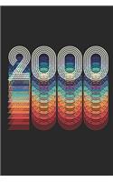2000: Retro Rainbow Style Blank Lined Notebook, Vintage Birthday Journal