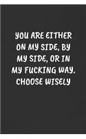 You Are Either on My Side, by My Side, or in My Fucking Way. Choose Wisely