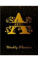 Ariel Weekly Planner: 2 Year Personalized Letter a Appointment Book January 2019 - December 2020 Black Gold Cover Writing Notebook & Diary Datebook Calendar Schedule Plan