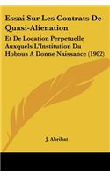 Essai Sur Les Contrats De Quasi-Alienation