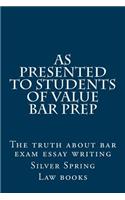 As Presented to Students of Value Bar Prep