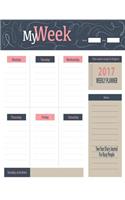 2017 Weekly Planner: Two Year Diary Journal For Busy People: Large Journal 8.5" x 11" Time Management Notebook
