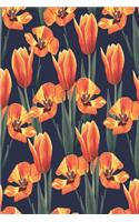 Notes: Orange Tulips / Medium Size Notebook with Lined Interior, Page Number and Daily Entry Ideal for Organization, Taking Notes, Journal, Diary, Daily Pl