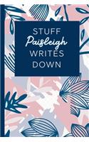 Stuff Paisleigh Writes Down: Personalized Journal / Notebook (6 x 9 inch) STUNNING Navy Blue and Mauve Blush Pink Pattern