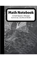 Math Notebook: 1/2 inch Square Graph Paper for Students and Kids, 100 Sheets (Large, 8.5 x 11)(4 Graph Paper Notebooks)