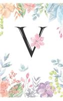 Monogrammed Floral V Journal by Crazy Beautiful Designs