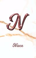 Niece: Sketchbook - Blank Imaginative Sketch Book Paper - Letter N Rose Gold White Marble Pink Effect Cover - Teach & Practice Drawing for Experienced & As