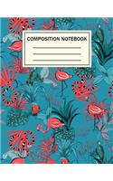 Composition Notebook: Pink Flamingos And Snakes Pattern - Trendy Wide Ruled Journal For Students, Kids & Teens Gift Idea For Flamingo Lovers