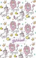 Sketchbook: Unicorn Cute Lion Notebook For kids and All Ages, 100 Pages, 8.5x11 Blank Paper for Drawing, Doodling or Learning to Draw.