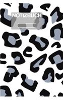 Notizbuch A5 Muster Zeichnung Leoparden Muster Leopard Silber Schwarz: - 111 Seiten - EXTRA Kalender 2020 - Einzigartig - Kariert - Karo - Raster - Geschenk - Geschenkidee