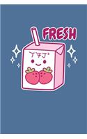 Fresh: Notebook For Japanese Pop Culture Lovers Featuring A Cute Kawaii Strawberry Juice Box