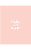 Parker 2019 Planner: Calendar with Daily Task Checklist, Organizer, Journal Notebook and Initial Name on Plain Color Cover (Jan Through Dec), Parker 2019 Planner