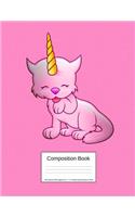 Composition Book 100 Sheets/200 Pages/8.5 X 11 In. Wide Ruled/ Caticorn Pink: Writing Composition Notebook Lined Blank Page Book Plain Journal Homeschooling Back to School Unicorns Mythical
