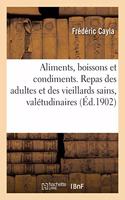 Aliments, Boissons Et Condiments. Repas Des Adultes Et Des Vieillards Sains, Valétudinaires: Ou Malades