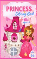 Princess Coloring Book For Girls Ages 3-9: 40 Beautiful Princess Illustrations to Color, Amazing Pretty Princesses Coloring & Activity Book for Girls, Boys, Toddlers and Kids of All Ages Colo