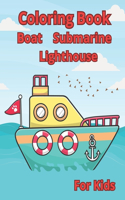 Coloring Book & Boat & Submarine & Lighthouse,