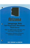 Arizona Language Arts Test Preparation Workbook, Third Course: Help for AIMS Grade 9 Reading Test and Grade 9 Writing Test
