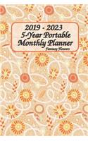 2019 - 2023 5-Year Portable Monthly Planner Fantasy Flower 6x9