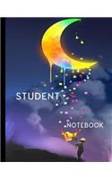 student notebook: Composition Notebook Wolf Howling at Moon College Ruled Lined Pages Book 8.5 x 11