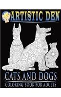 Cats and Dogs Coloring Book For Adults ( Floral Tangle Art Therapy) (Volume 2)