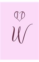 W: Name Monogram Initial W Softball 6x9" Lined Notebook/Journal Gift Idea For Girls, Women, School, College and Work