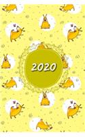 2020: My personal organizer 2020 with Cute Animal Dog Design - personal organizer 2020 - weekly calendar 2020 - monthly calendar for 2020 in hand pocket s