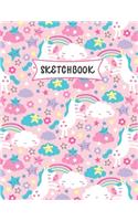 Sketchbook: Cute Kawaii Unicorn Sketch Book for Kids - Practice Drawing and Doodling - Sketching Book for Toddlers & Tweens