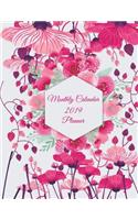 Monthly Calendar 2019 Planner: Pretty Floral, Monthly Calendar Book 2019, Weekly/Monthly/Yearly Calendar Journal, Large 8.5" x 11" 365 Daily journal Planner, 12 Months Calendar, s