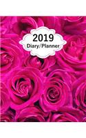 2019 Diary Planner: Page a Day (365 Pages) Daily Diary / Planner, Calendar Schedule Organizer for Daily, Weekly & Monthly Goals Pink Roses Cover