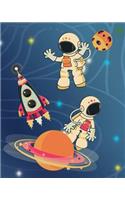 120 Page Handwriting Book: College Ruled Notebook Composition Book Diary Astronaut Space Theme