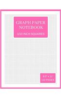 Graph Paper Notebook: 10 Squares Per Inch (Large, 110 Pages, Hot Pink and White Soft Cover)