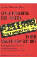 Sexualforschung Und -Politik in Der Sowjetunion Seit 1917