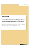 Gesundheitsfördernde Settingansätze in benachteiligten städtischen Quartieren: Wie können diese Settingansätze finanziert werden und welche ökonomischen Auswirkungen ergeben sich daraus?