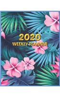 2020 Weekly Planner: January - December 2020 - Monthly View - Weekly View with Hourly AM/PM - Calendar Views - Monthly Review & Performance and Floral LEAF Cover - Monda