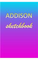 Addison: Sketchbook - Blank Imaginative Sketch Book Paper - Pink Blue Gold Custom Letter A Personalized Cover - Teach & Practice Drawing for Experienced & As