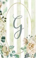 Notebook 6"x9", Letter G, Green Stripe Floral Design: (7 Letter/Initial G - Green Stripe Floral Design Notebook 6"x9" Alphabet)