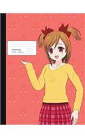 Anime Manga Girl Graph Paper Composition Book: 5x5 Graph Ruled Notebook, 200 sheets, 100 pages